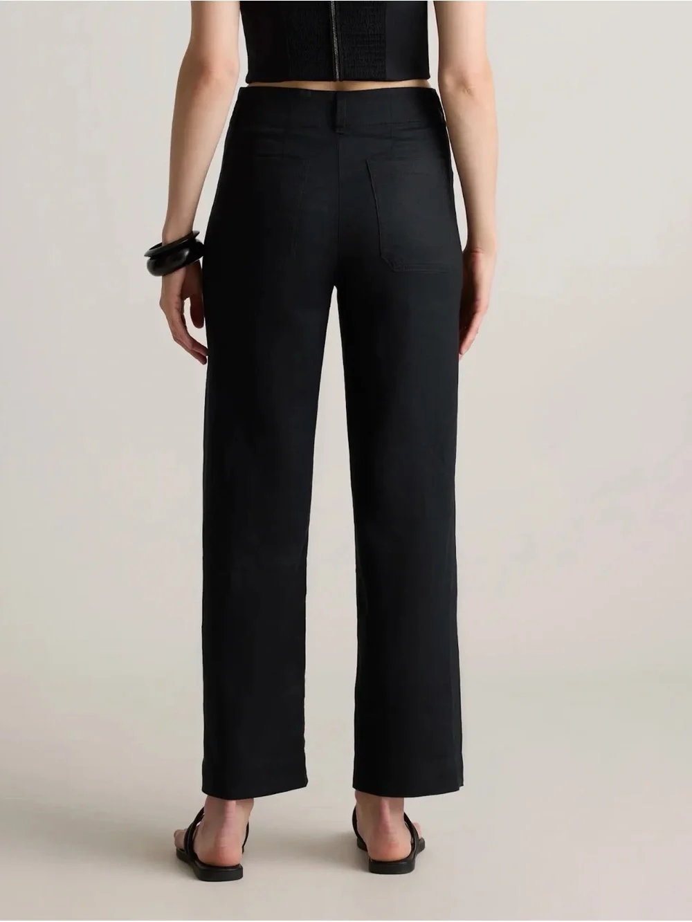 Quince European Linen Patch Pocket Pants in Black Size 16 28” inseam